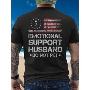 Emotional Support Husband Graphic T-Shirt, Cute Fashion Outfit for Him Her, Comfort Cotton Top, Perfect Valentine's Day Gift, Birthday Present For Friends Family, Oversized Style, Best Gift For Men Women, Trendy Apparel, Daily Wear Shirt, Patriotic Tee