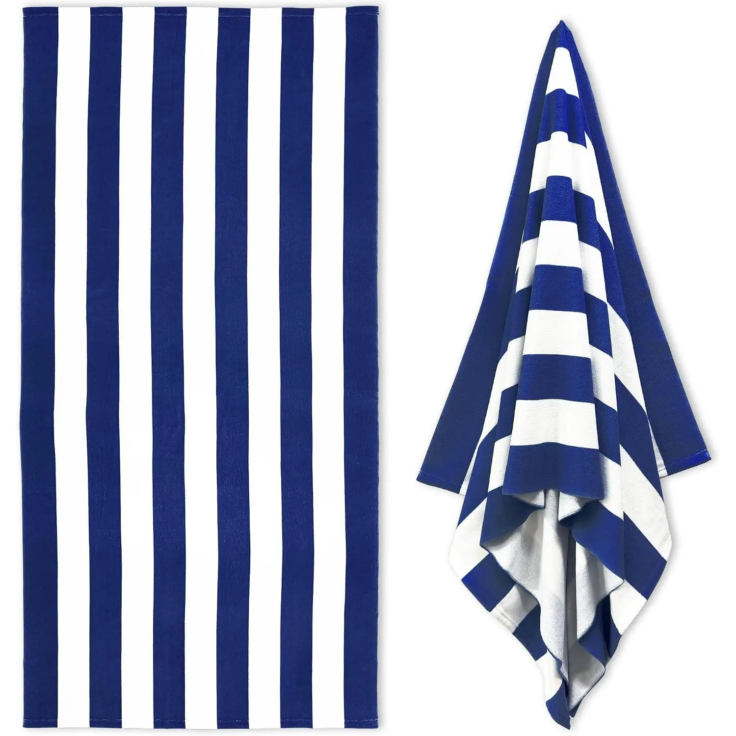 Oversized Beach Towel 35x70 Microfiber Pool Towel Quick Dry Cabana Striped Navy Lightweight Sand Free Swim Travel Beach Towel for Adults