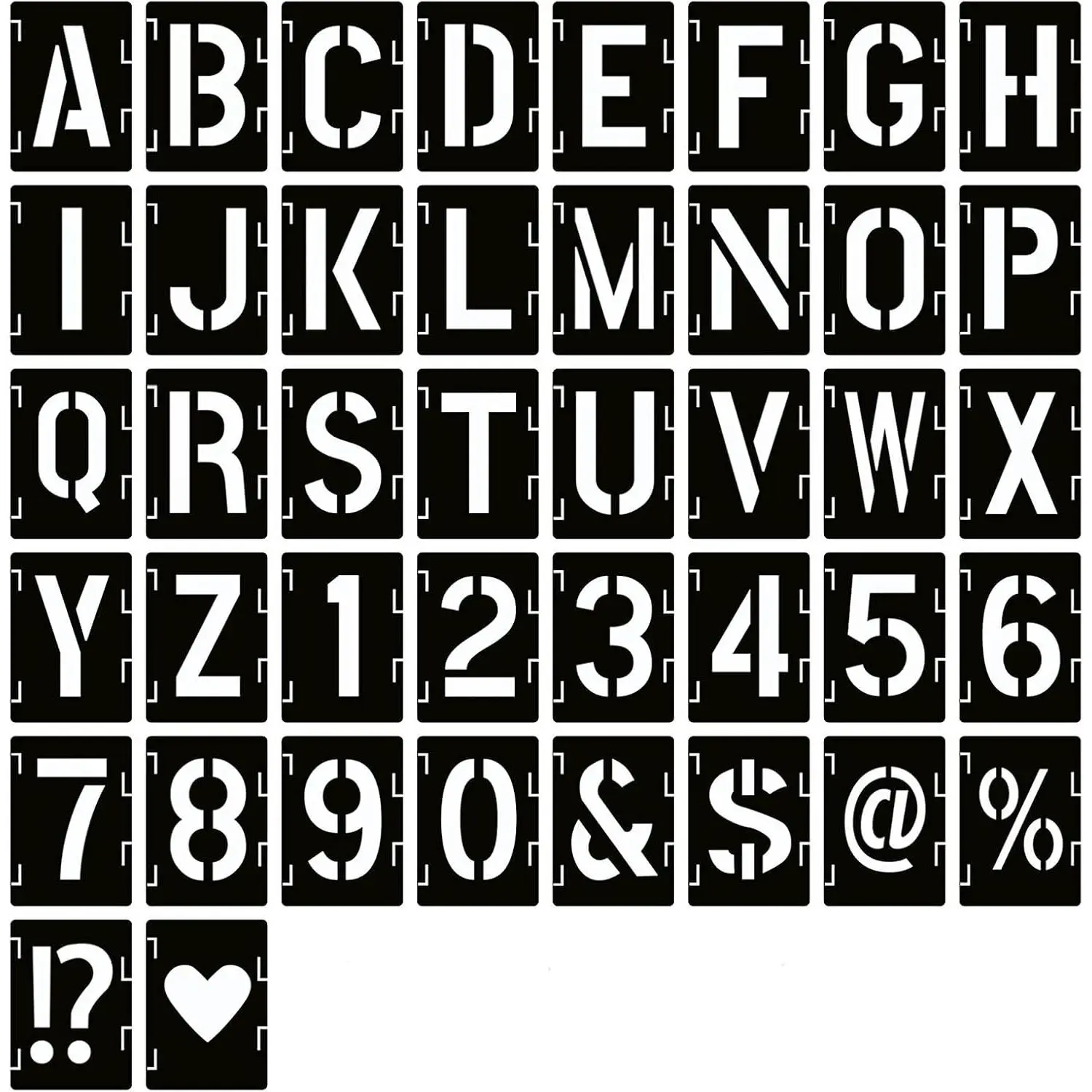 1 Inch Letter Stencils Symbol Numbers Craft Stencils, 42 count  Alphabet Templates Interlocking Stencil Kit for Painting  , Wall, Fabric, Rock, Sign, DIY Art Projects (1 inch)