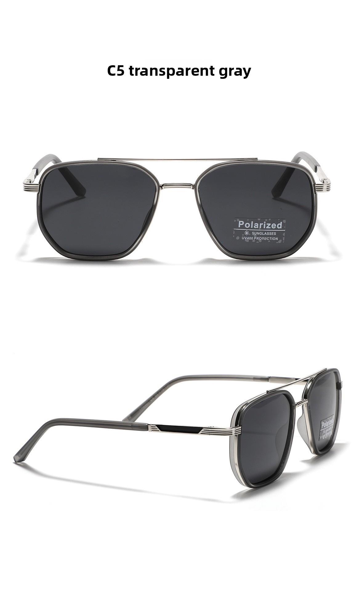 Classic Geometric Double Beam Sunglasses for Women Men Polarized Retro Tattoo Sunglasses for Travel Driving&Anti-Glare Eye Protection