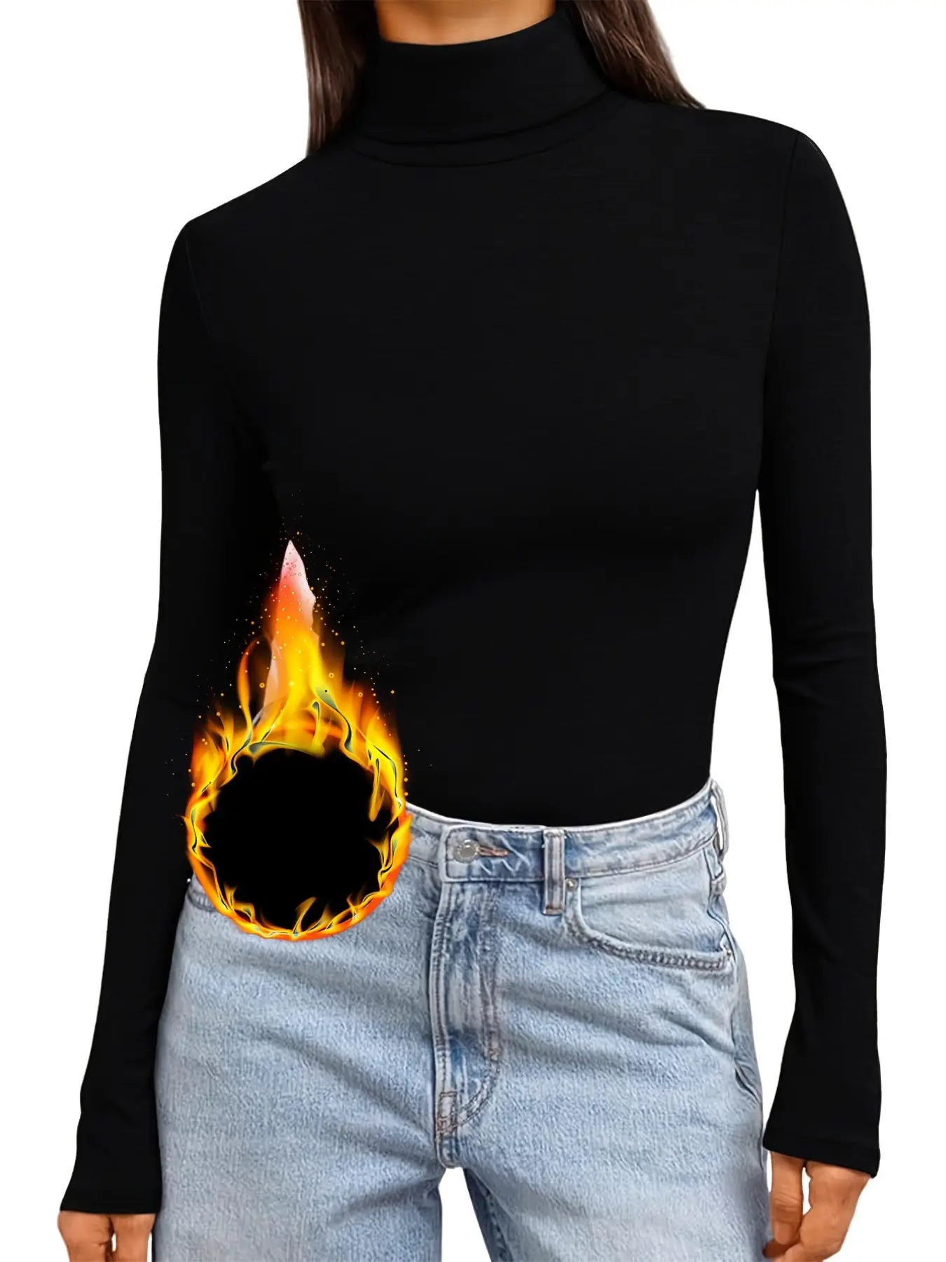 Women's Long Sleeve High Neck Fall Winter Base Layer Top, Fashion Basic Slim Fit Soft Warm Shirt, Stylish Essential Clothing for Cold Weather