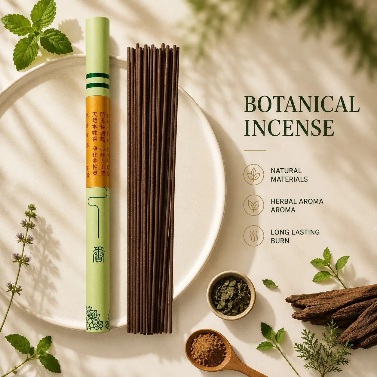Ziyan Herbal Incense Sticks (Herbal Incense Blend), Pure Natural Handmade Fragrance, Traditional Chinese Incense Stick, Tube Pack 10g