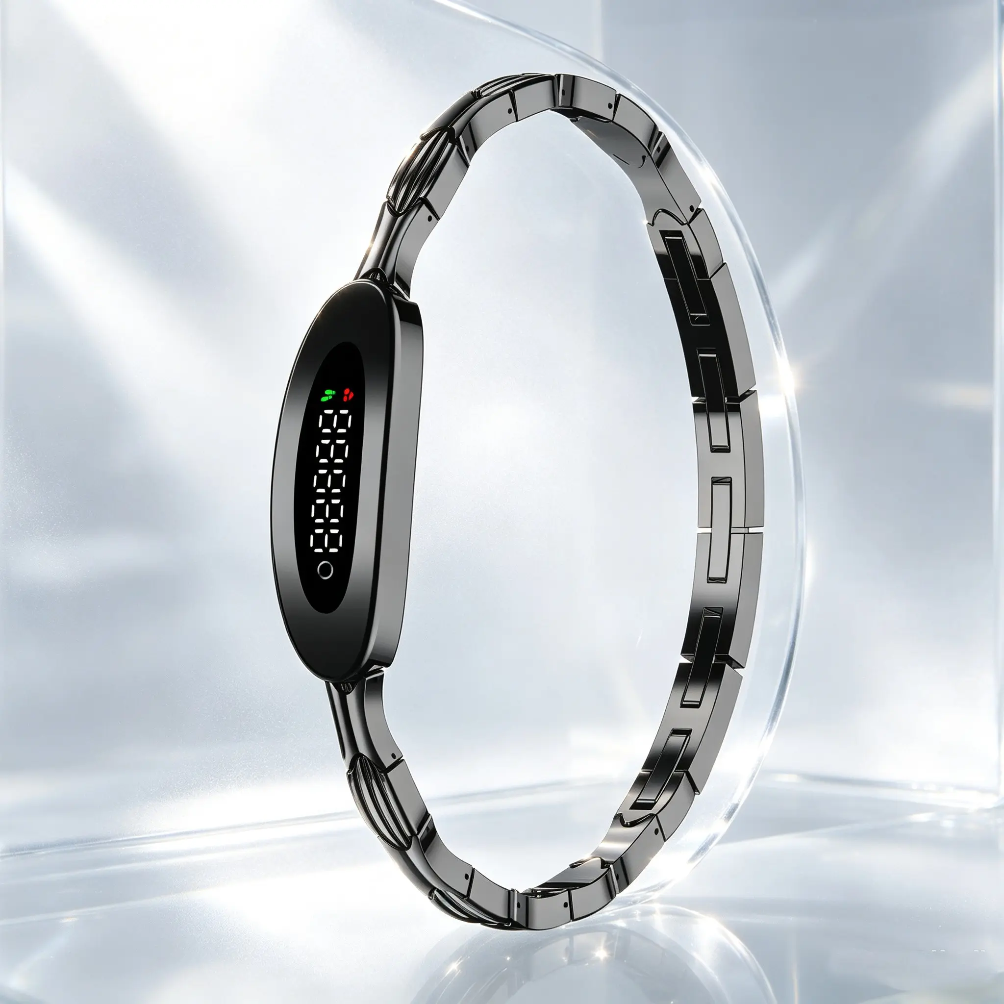 Women's slim chain smart bracelet daily fitness tracker, 24/7 heart rate tracking and sleep monitoring, IP68 waterproof with multiple sports modes, with Android and iOS smartphones.