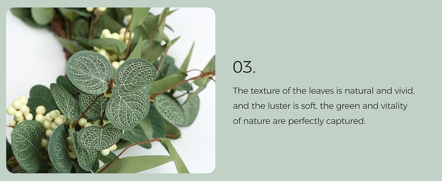 Pinkpum 20'' Eucalyptus Wreath for Front Door, Porch, Window - Green Decor for Home, Farmhouse - Spring, Summer, Fall, All Seasons