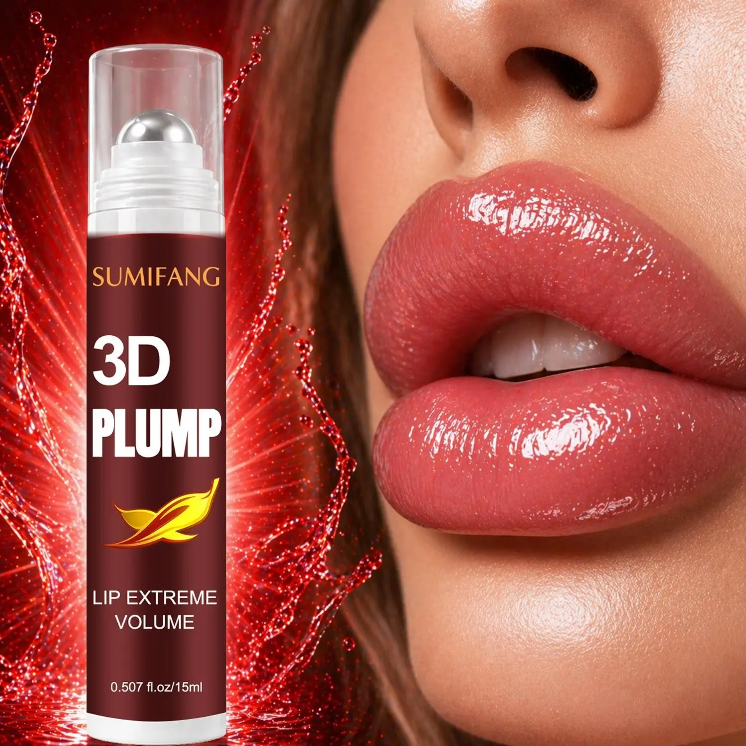 SUMIFANG 3D Volumizing Lip Serum Lip Plumper (15ml) – Vitamin C + Salicylic Acid + Hyaluronic Acid – Brightens lip tone, gently exfoliates and smooths lips, offers a natural "nude" feel, and provides deep hydration and nourishment