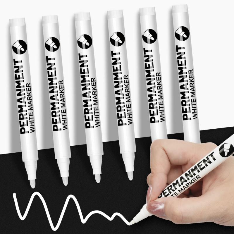 White Acrylic Paint Pens,White Markers Paint Permanent Marker Pens, Fine Tip 1-2mm Waterproof Paint Pen for Fabric Rock Painting Tyre Art Paper Glass for Drawing,Coloring,Graffiti,DIY Crafts