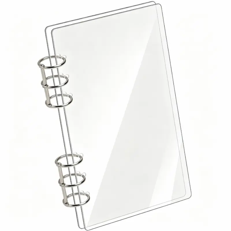 A6 Binder 6-Ring Clear Acrylic Binder Notebook Cover A6 Planner Budget Binder Loose Leaf Folders Refillable with Silver Metal Round Ring for Student Refillable Travel Office Supplies School Binder
