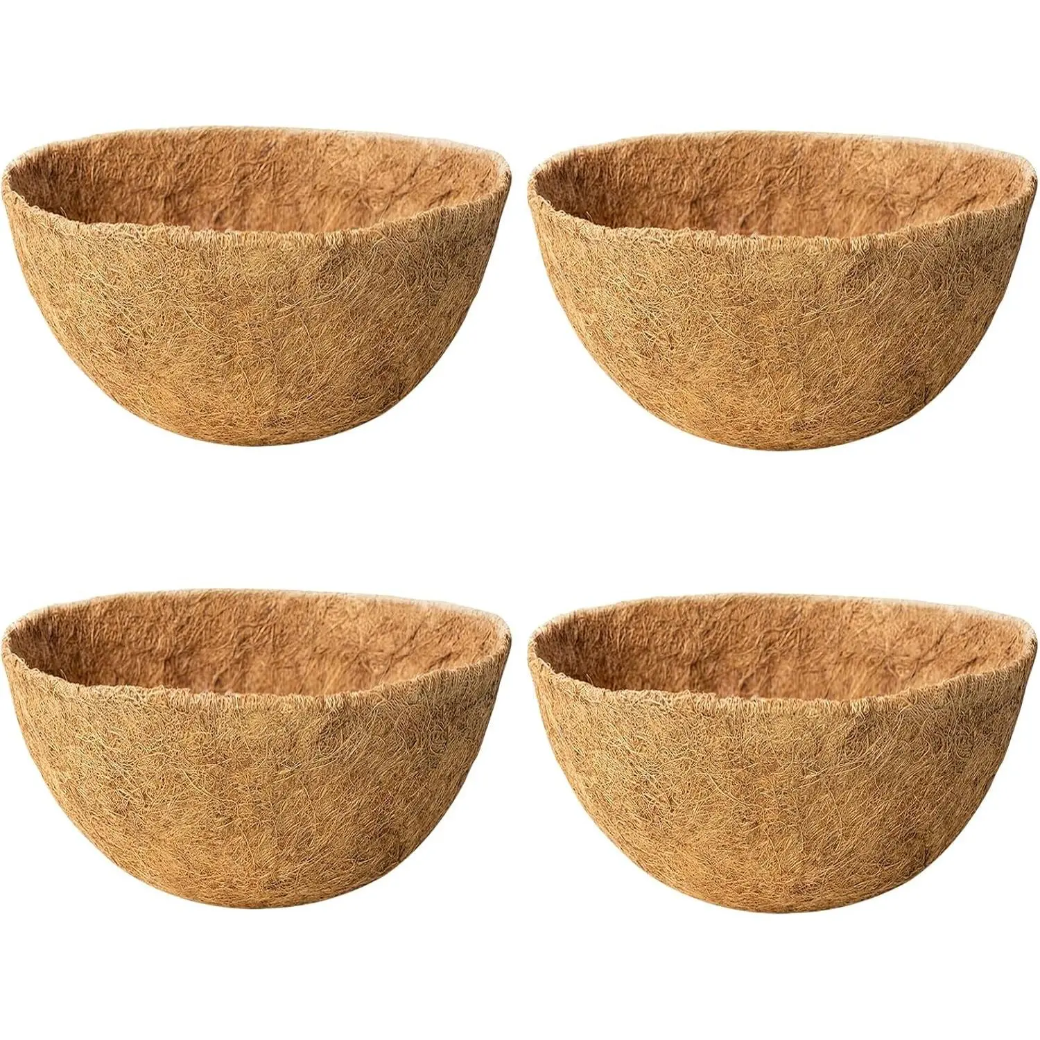 4 Pack 14 Inch Coco Liners for Hanging Baskets Coconut Husk Plant Liners 100% Natural Round Coco Coir Liner for Hanging Basket Flowers