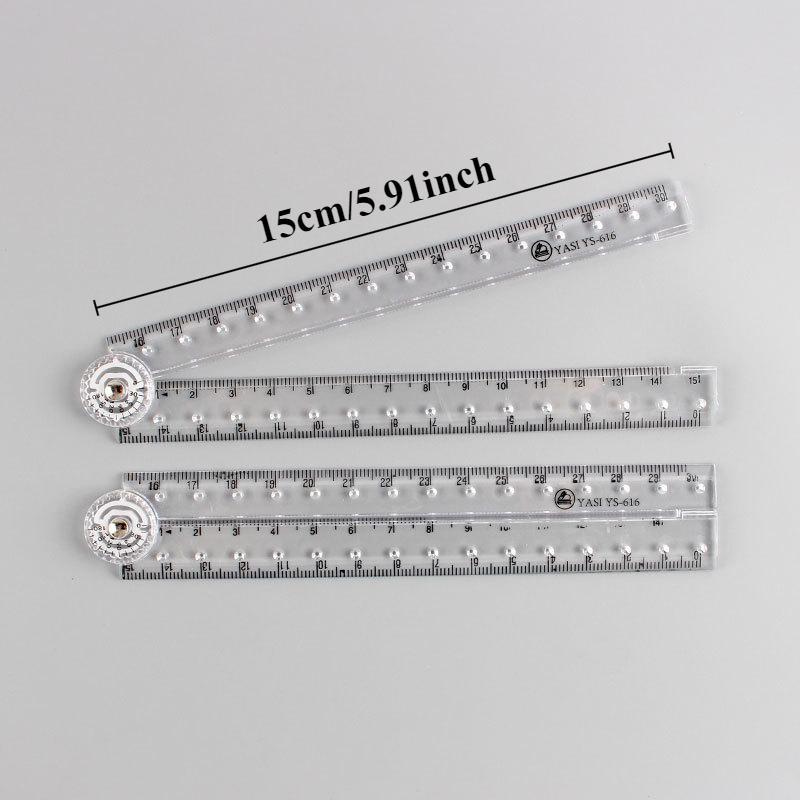 Clear Folding Ruler, Double Sided Scale, 2 Counts Durable & Shatterproof Precise Measuring Tool, Suitable for School Home Office, Classroom Supplies