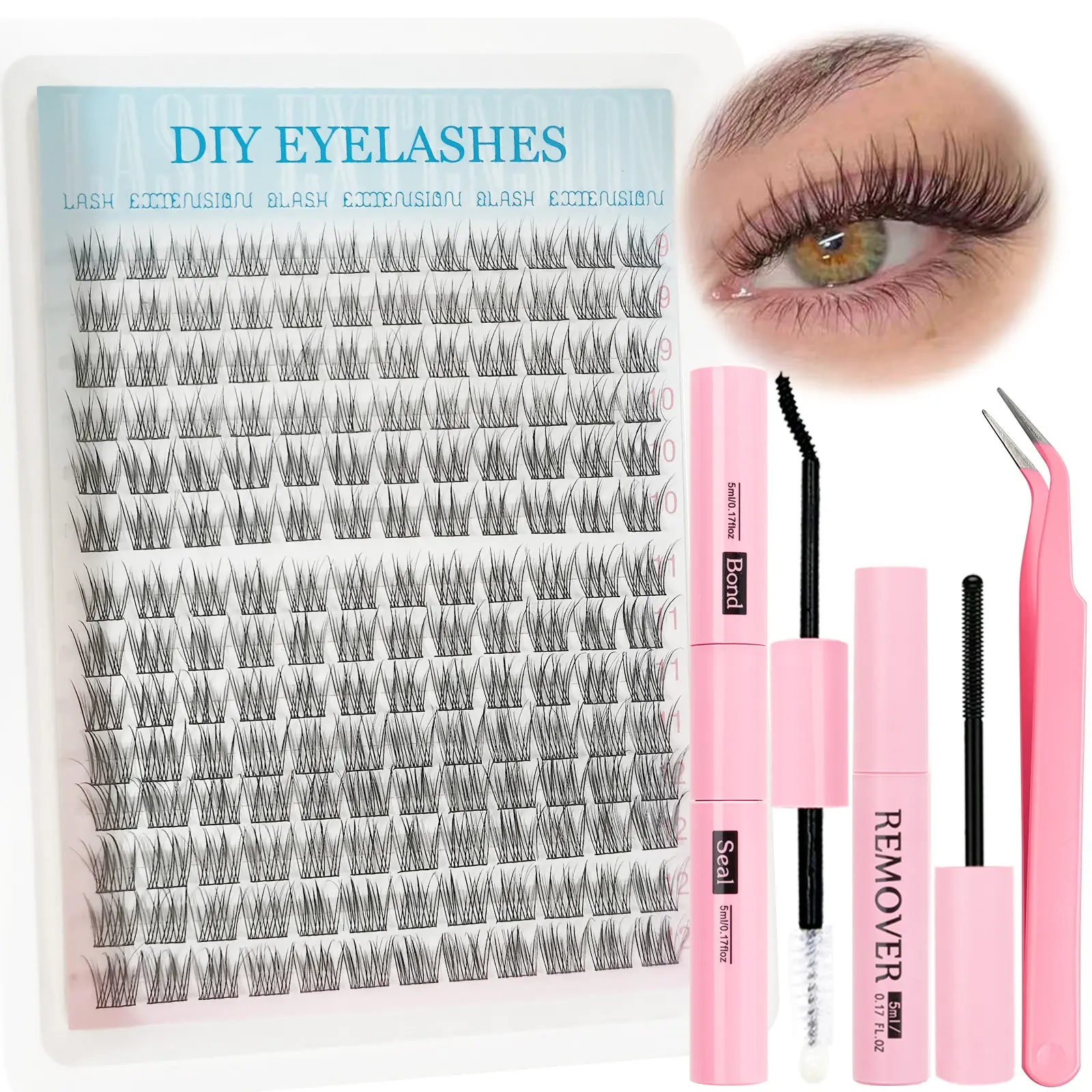 168pcs DIY False Eyelash Kit, Mixed Individual Lashes, Natural Look, Lightweight False Eyelashes, Diy Personal Lashes, Includes Lashes, Glue, Remover, Tweezers, Perfect for Makeup, Cosplay, Home Use