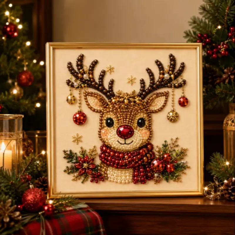 DIY Christmas Pearl Diamond Painting Art Kit, Creative Craft Supplies, Perfect Gift for Holiday Season, Easy-To-Use Design Tools