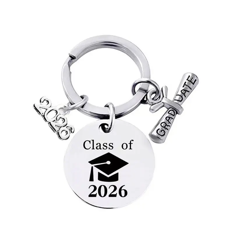 2026 Graduation Gift Stainless Steel Keychain, Keyring, Customizable Metal Keychain, Backpack Charm, Personalized Engraved Keyholder