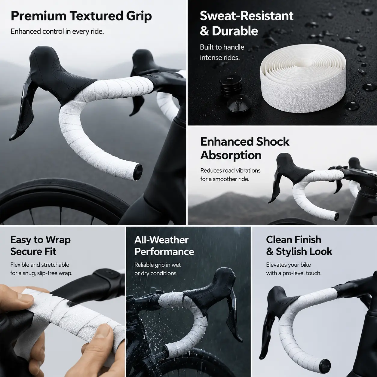 High-Performance Cycling Handlebar Tape with Mamba Pattern Design, Non-Slip Durable Foam Padding for Road Bikes, Shock-Absorbing Grip for Enhanced Comfort and Control During Long-Distance Rides