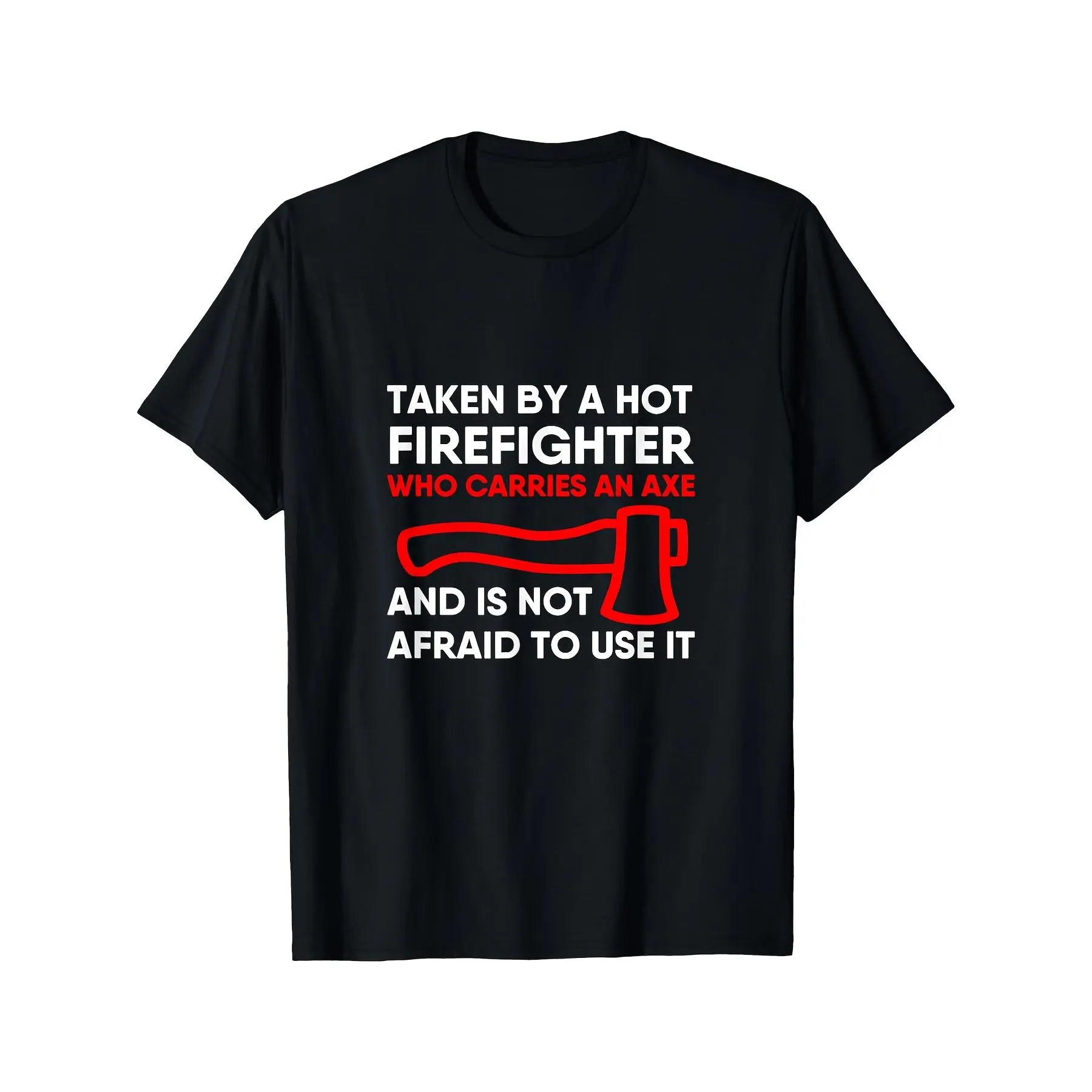 Men's Cotton Short-Sleeve Firefighter T-Shirt - Funny Menswear Top with Fire Quotes, Casual Round Neck, Machine Washable Gift for Spouses, Year-Round Fire Department Apparel