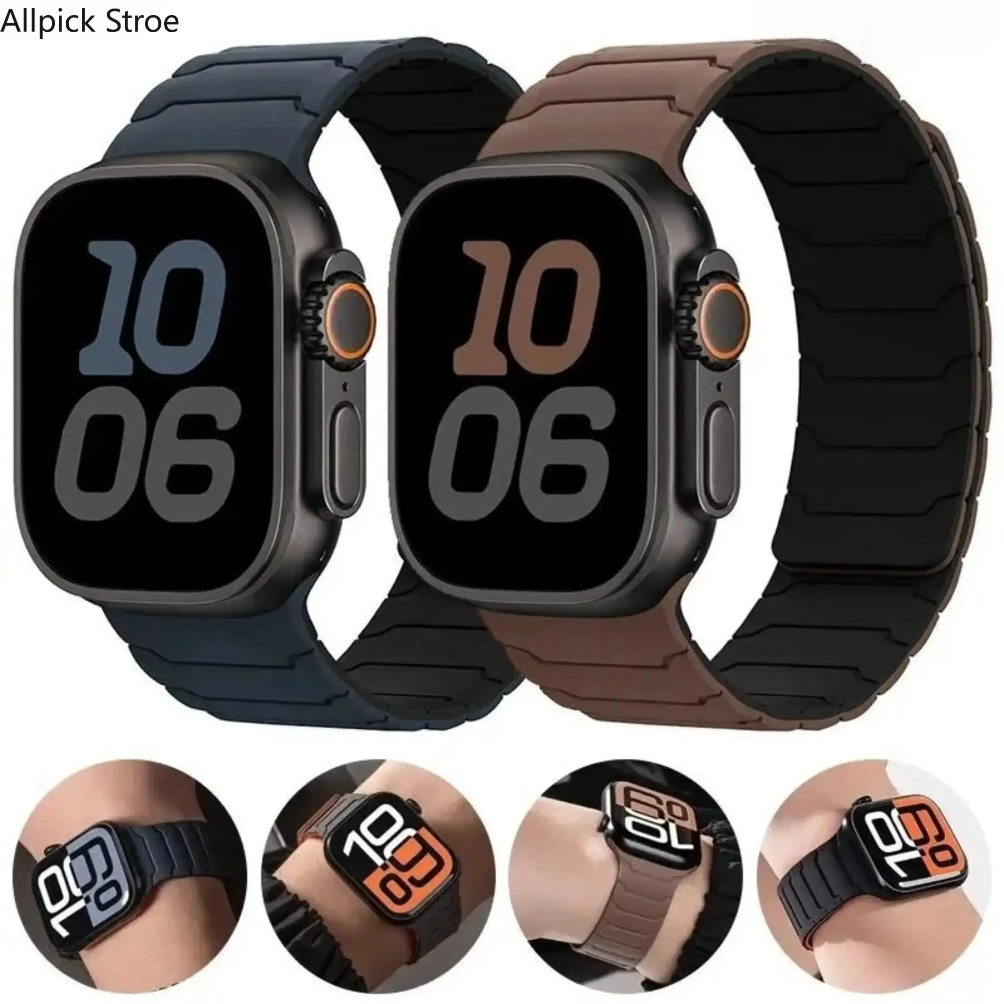 Magnetic Silicone Watch Band, Adjustable Breathable Sport Wristband for Workouts, Compatible with 38-49mm Ultra 2, SE & Series 7-10, Accessories, Wearable