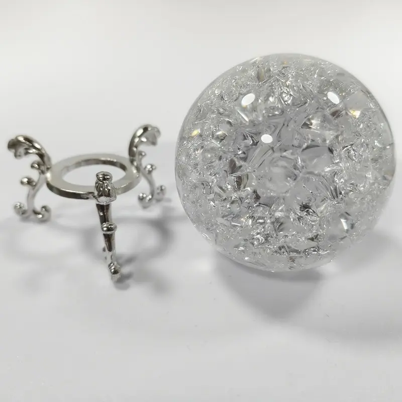 1pc Large Artificial Crystal Crackle Ball (with Silvery Base) | Home Decor Ornament·Desktop Décor