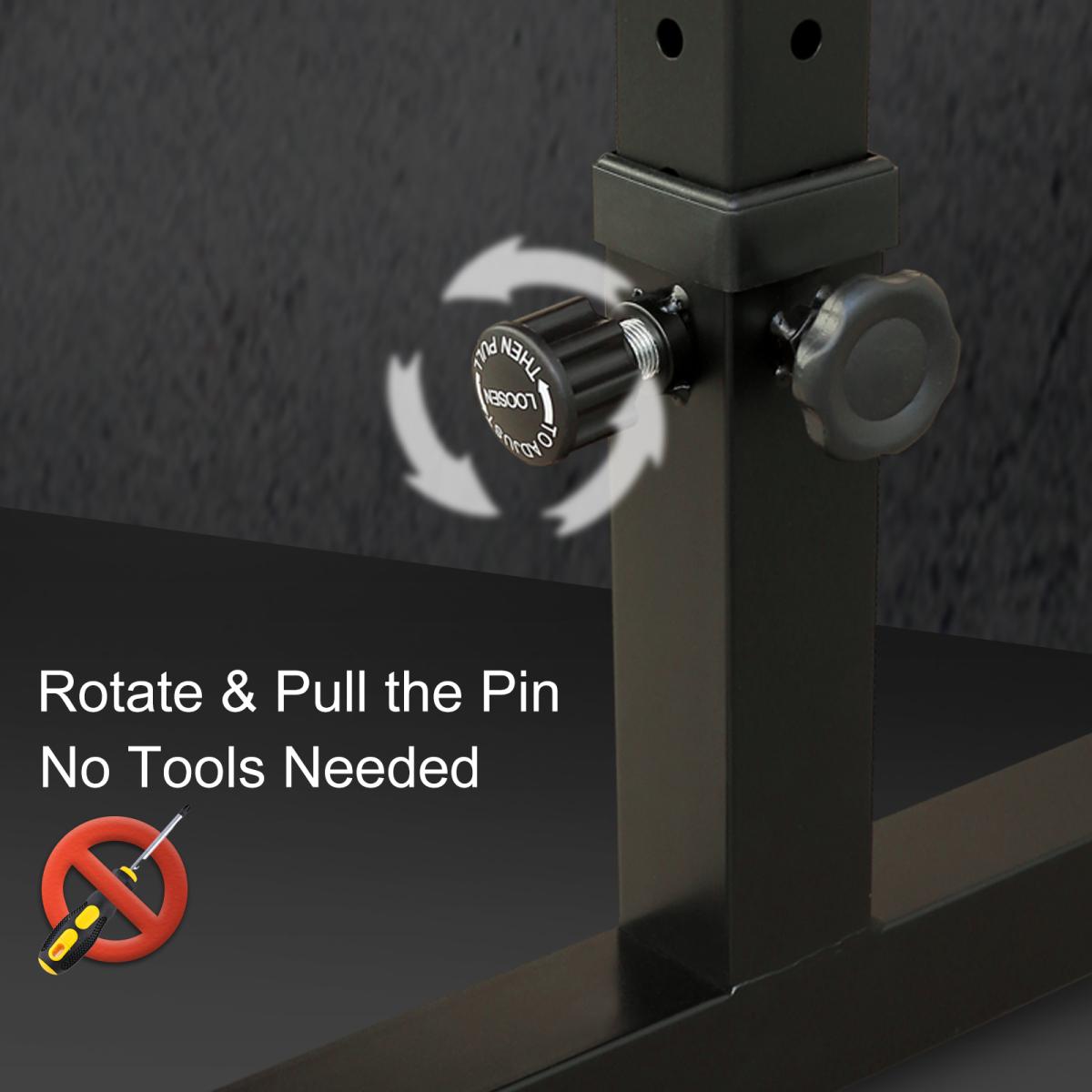 [Fahuac] Flat Weight Bench for Strength Training – 5-Level Adjustable Height 15"-21", 440 lbs Capacity, Heavy Duty Steel Frame, Non-Slip Pads for Dumbbell Press & Sit-Ups Home Gym