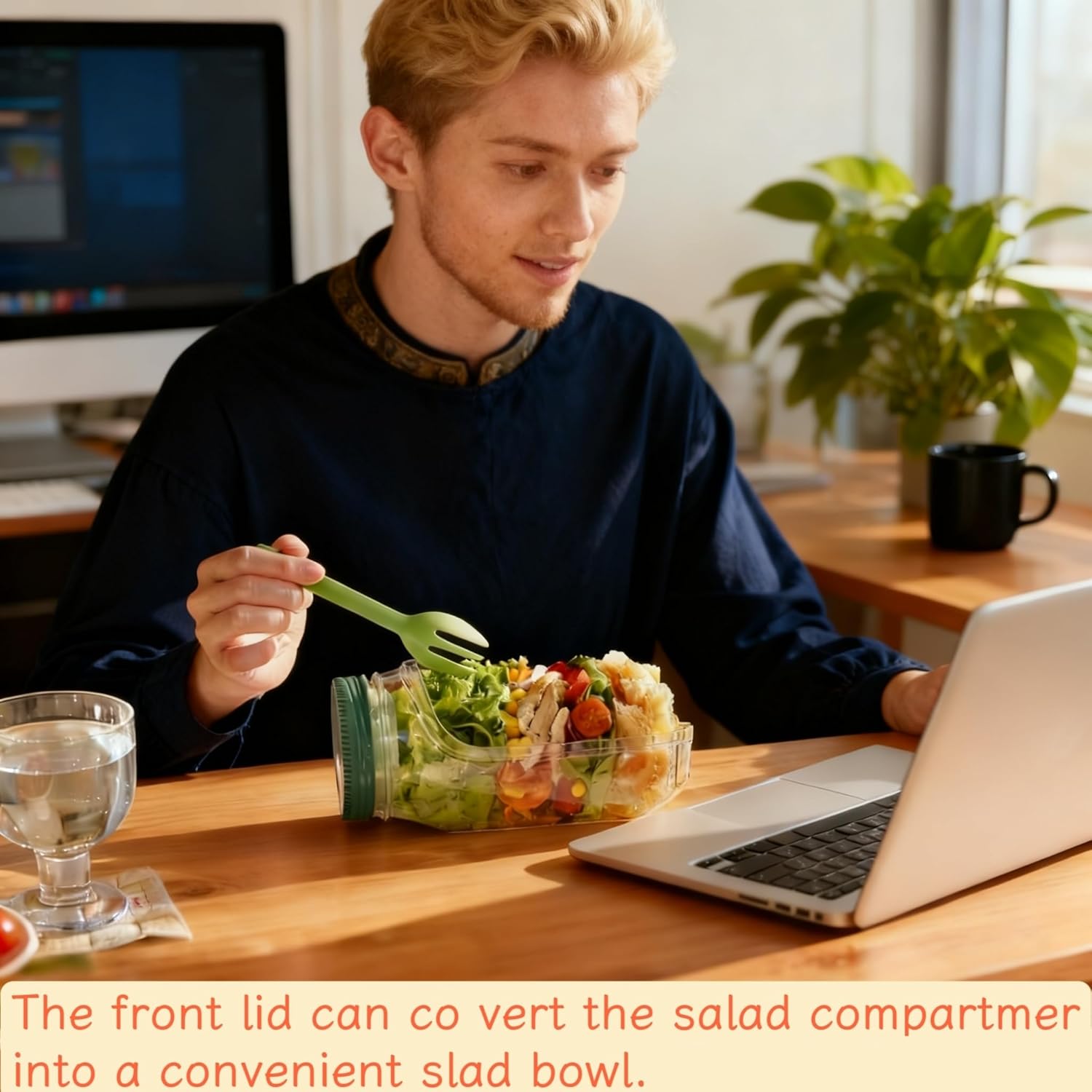 1 salad jar, salad pod, Mei Sen jar salad container, leak-proof vertical layered salad jar, container with seasoning, reusable and portable lunch container, suitable for office, picnic and travel, Airtight Food Storage, Leak Proof Lids