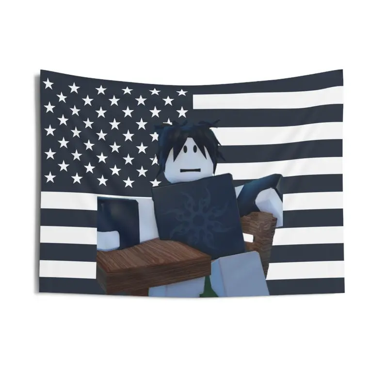 Roblox Game Pattern Tapestry Wall Hanging - Lightweight Polyester, Funny Large Indoors Decor for Bed Headboard, Dorm Essentials, Modern Stripe Design