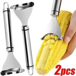 Stainless Steel Corn Peeler Serrated Corn Stripper Peeler Corn Shaver Planer Thresher Cutter Kitchen Fruit Vegetable Gadget Tool