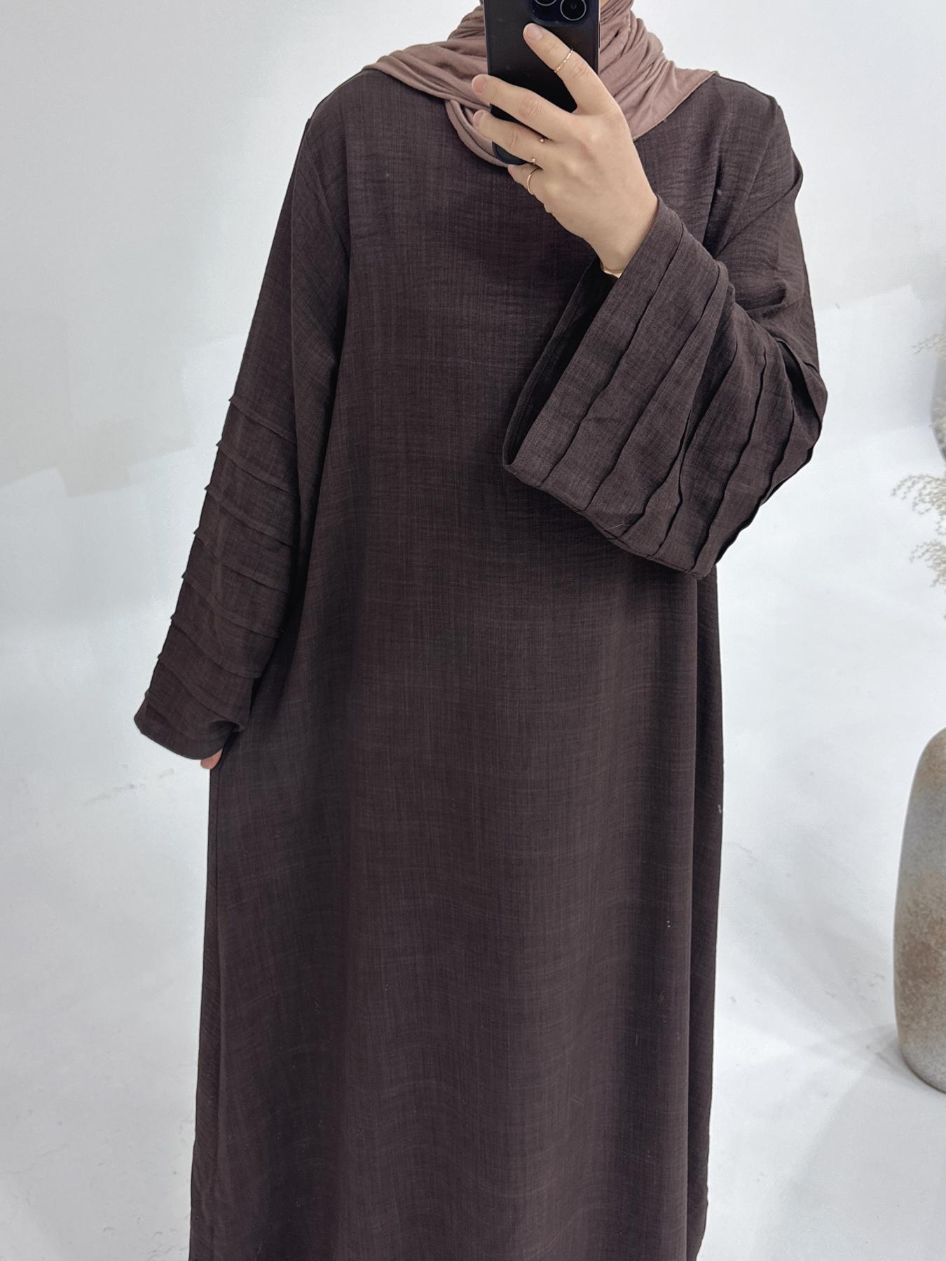 Women's Plain Long Sleeve Abaya Dress, Modest Casual Long Sleeve Round Neck Dress for Daily Wear, Ladies Islamic Clothing for All Seasons