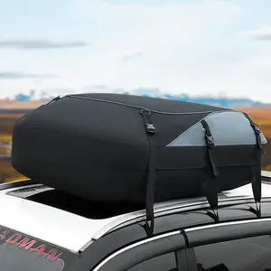 New Upgraded Car Rooftop Cargo Carrier Bag - Collapsible Roof Rack Storage with Lock, 6 Reinforced Straps, Fits SUVs, Trucks, Cars - Secure Vehicle Roof Luggage Bag - Medium Size, Specs: M Luggage rack