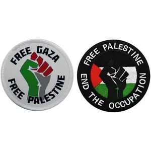 2Pcs Free Gaza Free Palestine Military Tactical Embroidered Patches with Hook Backing for Clothing Patch