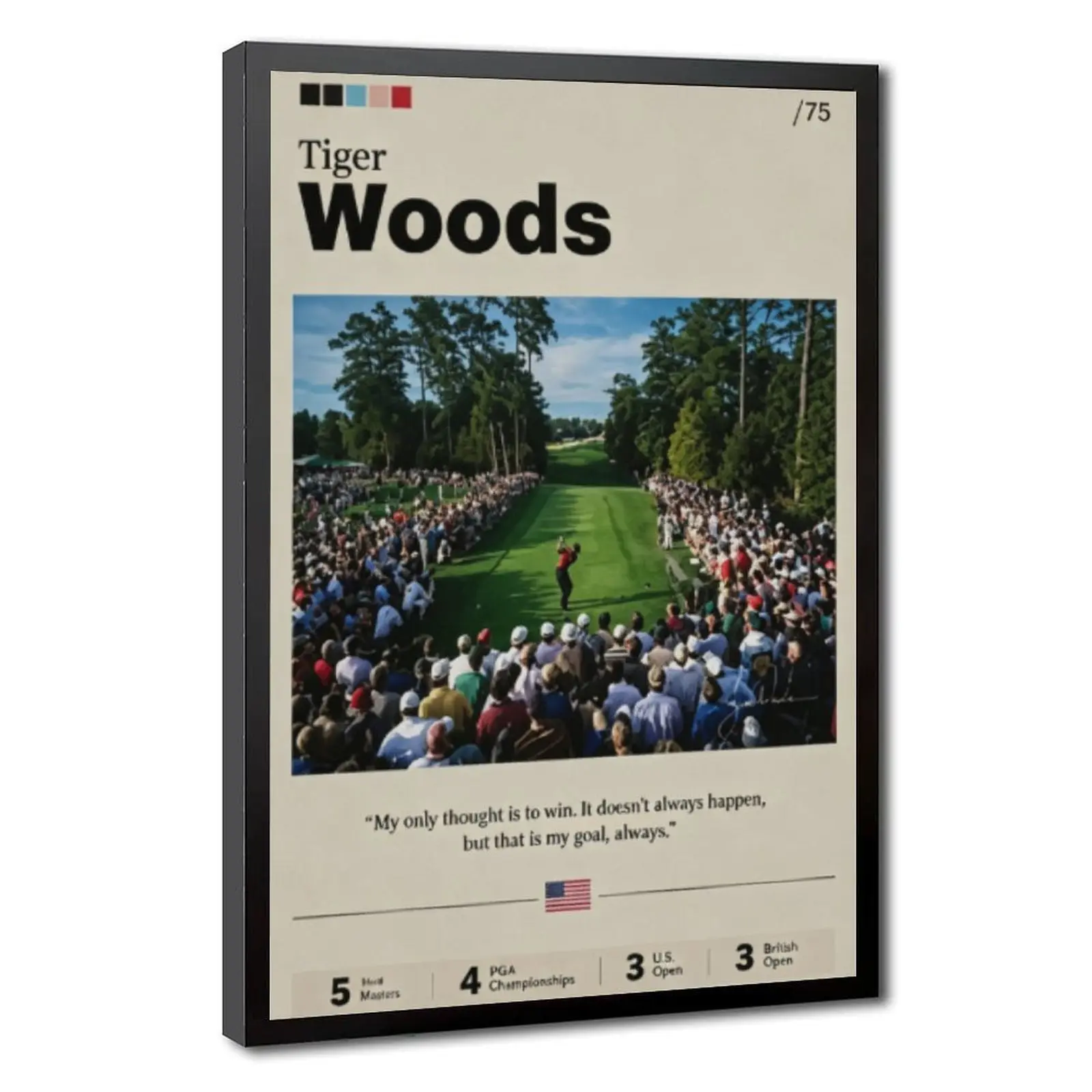 Tiger Woods Golf Career Stats Canvas Poster Vintage Minimalist Sports Quote Wall Art Masters Championship Victory Photo Print Motivational Golf Decor For Man Cave Office Bedroom Gift For Golf Sports Fans