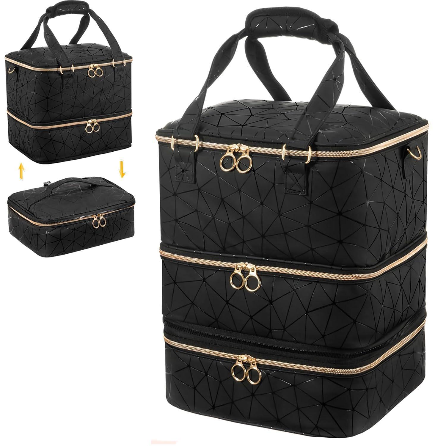 Large Capacity Makeup Bag, 3 Layer Detachable Makeup Case, Nail Polish Storage Bag, Makeup Organizer, Cosmetic Storage Bag, Makeup Tools Organizer