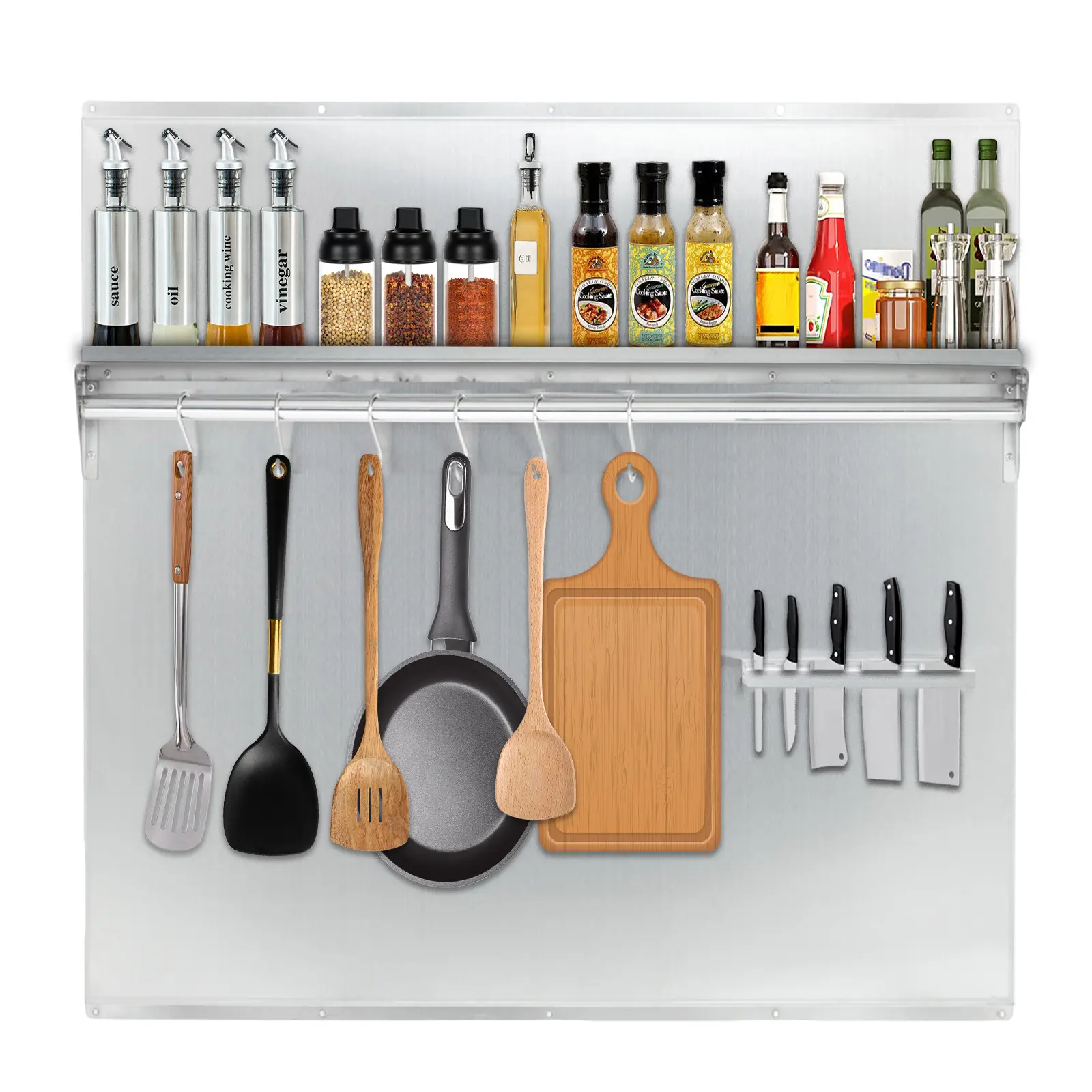 29.5x29.5 Inch Stainless Steel Stove Backsplash with Shelf, 1.2mm Thick, Wall-Mounted, Brushed Finish, Includes Mounting Bracket