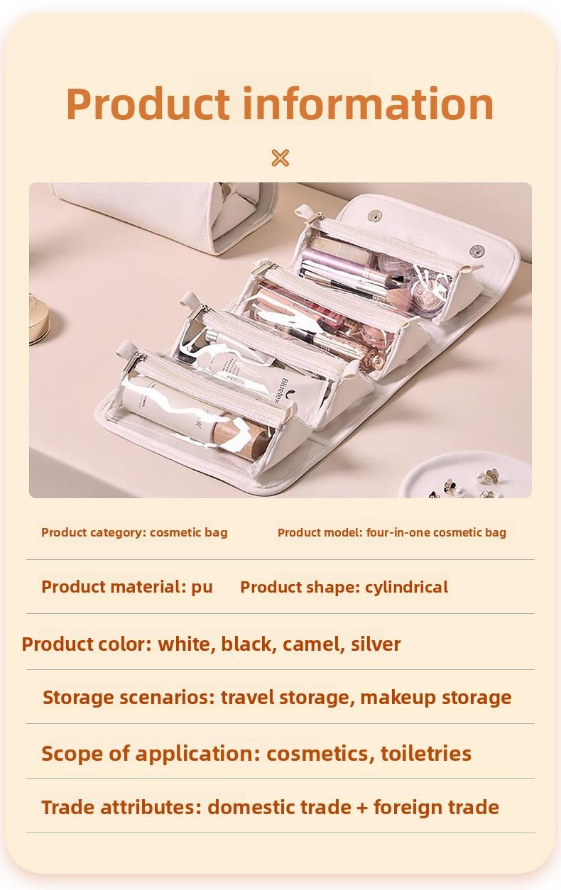 New Foldable Detachable Makeup Bag 4 in 1 Large Capacity Travel Organizer for Women Portable Tote for Outdoors