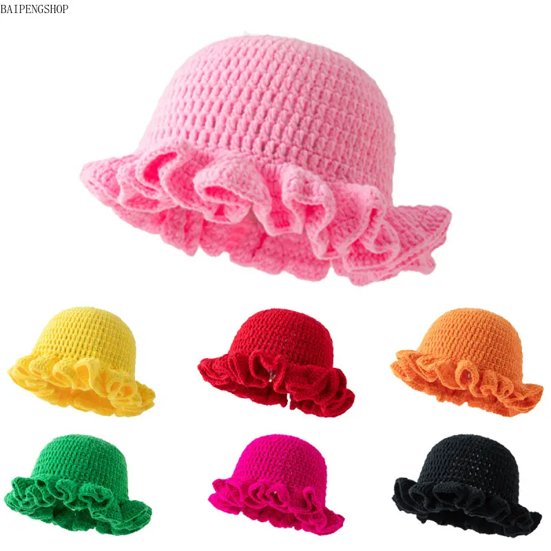 2026 Women's Handmade Crochet Knitted Winter Hat, Solid Color Wave‑Edge Beanie, Soft Warm Flexible Stretch Adjustable Headwear, Ideal for Daily Outfits and Outdoor Wear