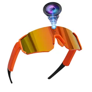 Smart Sport Glasses with Camera, 8MP Camera, 1200P Video Recording,4GB Memory Build-in (No SD Card Needed), Build-in Myopia Inner Frame,Bluetooth Call ,Music Control ,AI Translation, 260Mah Battery, IP64 Waterproof,Cycling Glasses