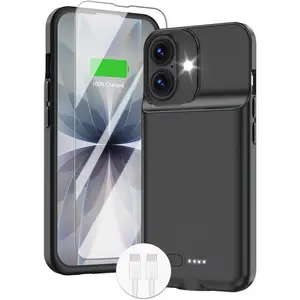 Battery Case for iPhone 17, Charging Case Charger 8500mAh Ultra-Slim Lightweight Powerful Battery Pack 15W Fast Rechargeable Anti-Fall TPU Juice Box for iPhone 17 (6.3") Black