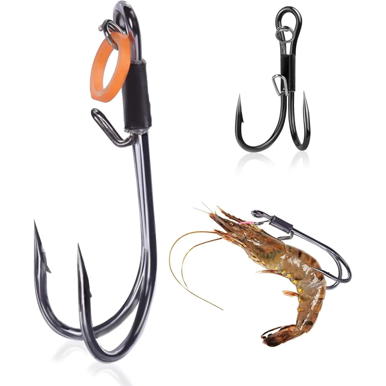 Live Shrimp Fishing Hooks, Double Hook   10/15PCS | Stainless Steel Double Hooks for Live Shrimp , Keep Alive  for Bass, Catfish, Snook, Tarpon ,Freshwater & Saltwater