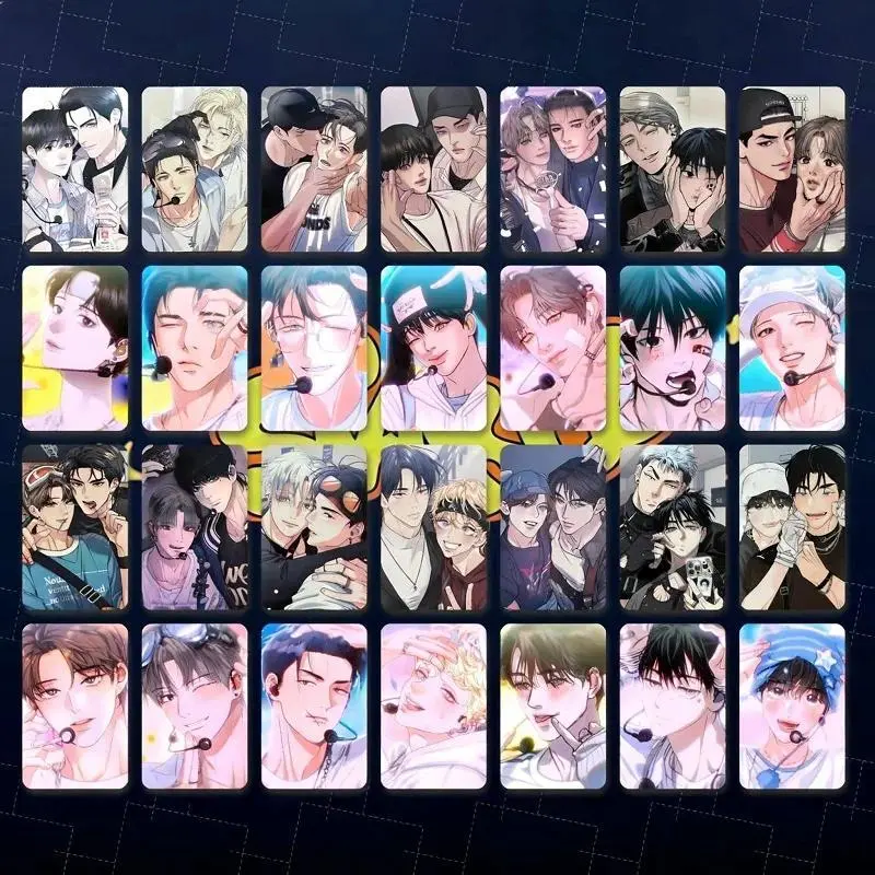 14Pcs Set Korean BL Couple Concept Photocards - Laser-Print Anime Fan Fave Art Paper Collectible LOMO Cards, Set Pack for Comic Fans