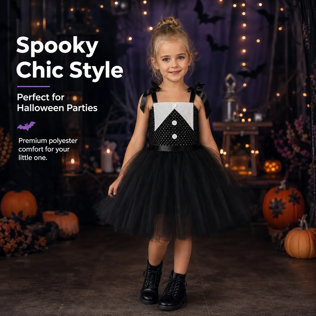 Girls Agent Tutu Dress Spy Character Cosplay Costume Kids Black Mesh Tulle Outfit for Halloween Kpop Stage Party