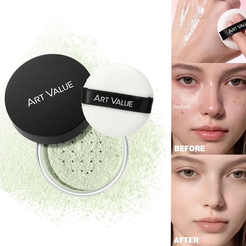 Shimmer Loose Setting Powder Ultra Fine Silky Texture Soft Touch Makeup Oil Control Long Lasting Non-Drying Concealing Brightening With Puff 4 Shades