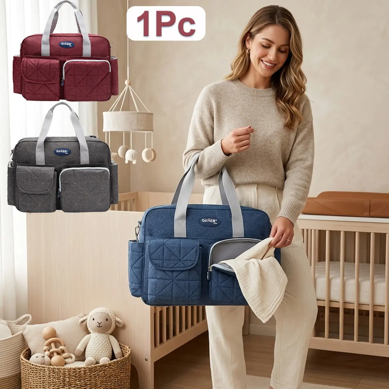 Large Capacity Diaper Bag, Multifunctional Diaper Bag, Multi-Functional Baby Bag, Waterproof Travel Backpack, Suitable for Stroller and Travel, Multiple Colors