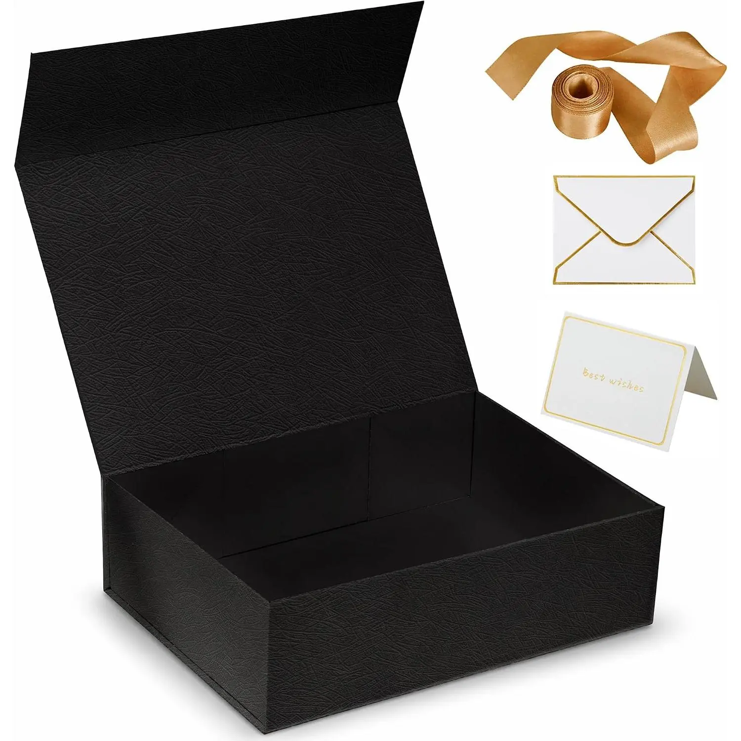 10.2"x7.5"x3 Black  Box, Boxes for Presents with  Closure  for Groomsman Proposal Box,Wedding,Christmas,Birthday, Packging.