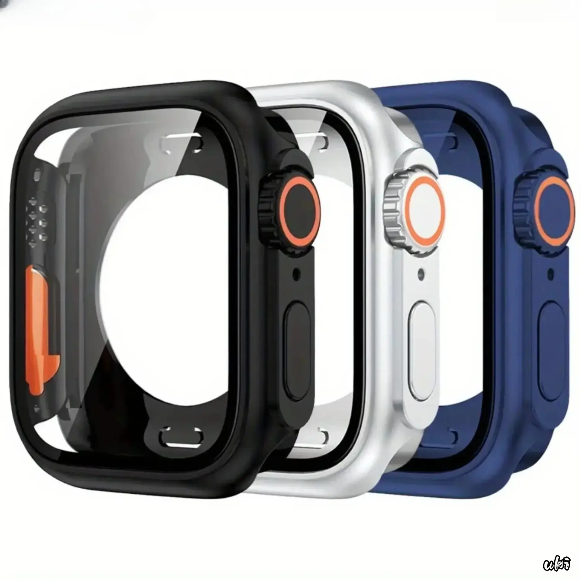 3 Pack Shockproof Full Coverage Apple Watch Protective Case, Built-In HD Screen Protector Smooth Touch Clear Bumper Frame Compatible With iWatch Series 11 10 9 8 7 SE2 All Sizes 40/41/44/45/42/46mm