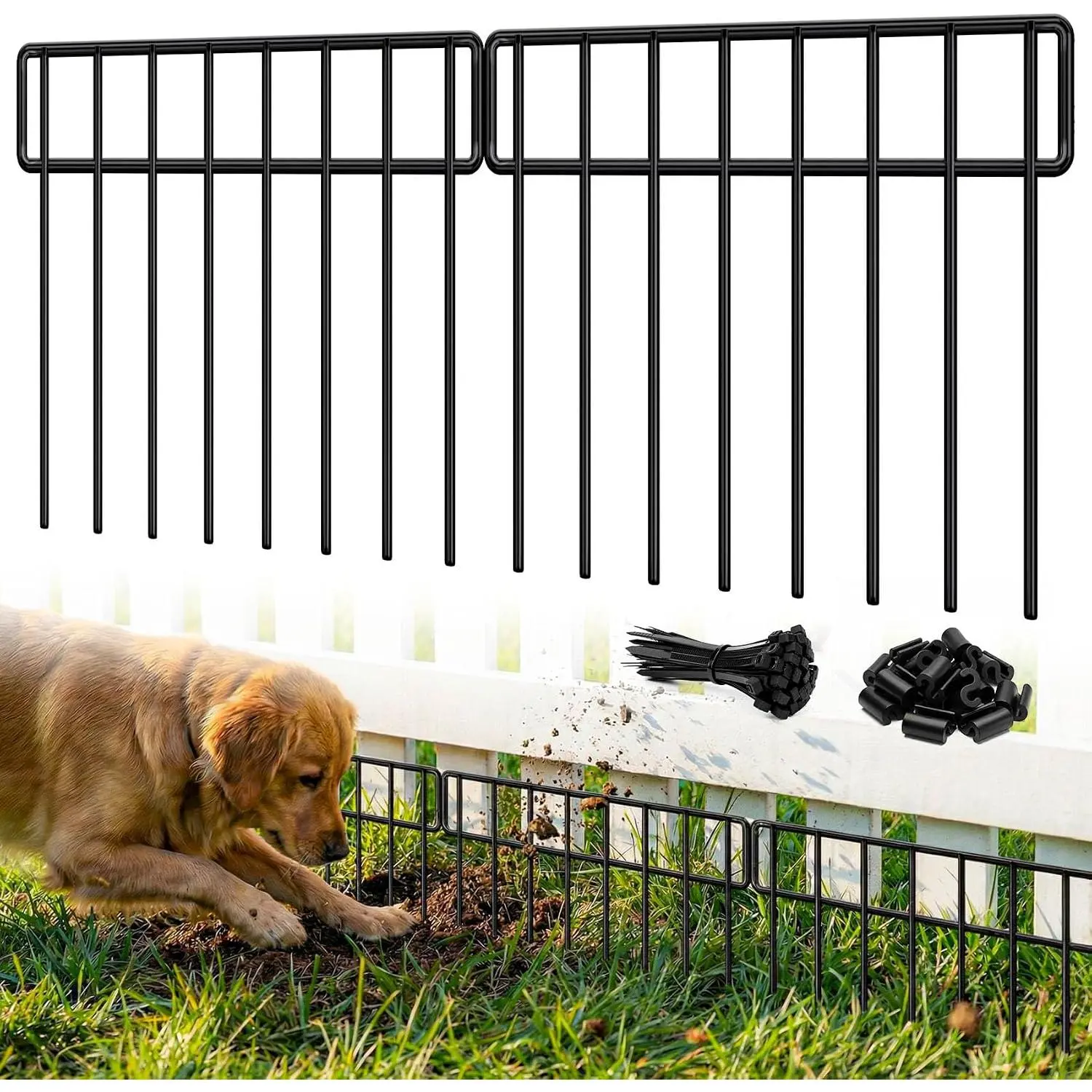 20Ft(L) X 13Inch(H)  Barrier Fence - 14 Pack Garden Fence Panels, Metal Garden Edging Fence Border No Dig Fencing for  Rabbits Ground Stakes  and Outdoor Patio Fence Extension