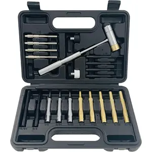21 count Roll Pin Punch Set, Pin Punch Set and Hammer with Brass, Hollow, Steel, Plastic Punches, Mechanical Repair Pin Punch Tools with Storage Case