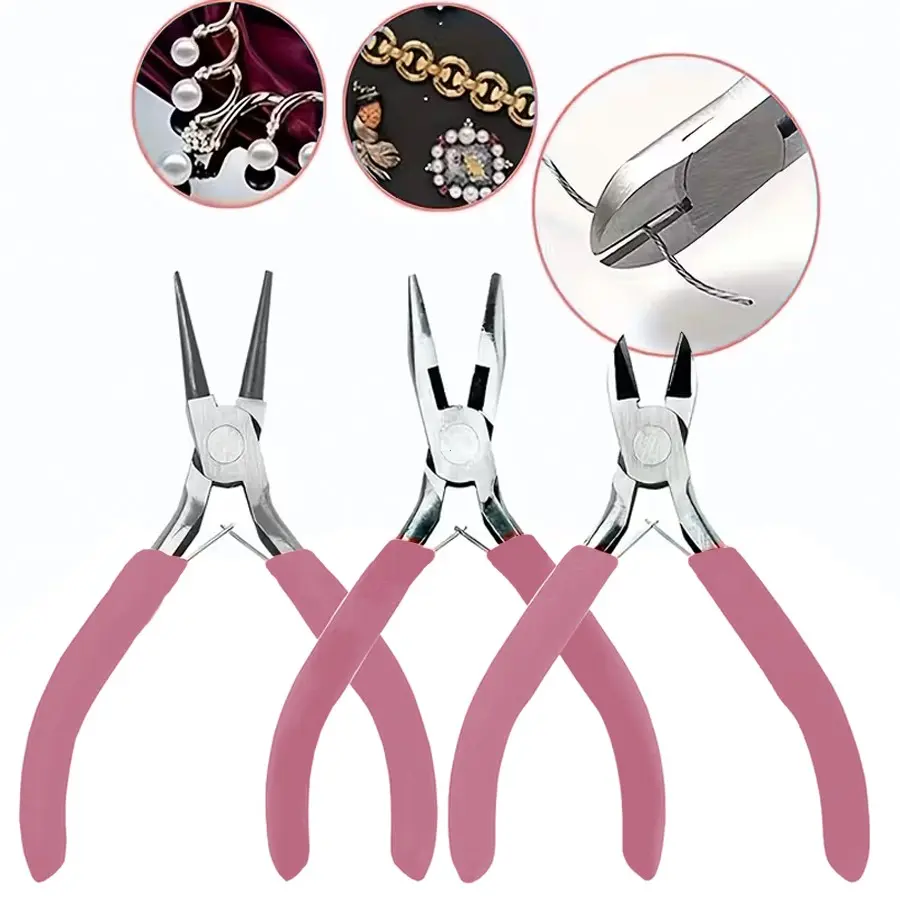 Precision Jewelry Pliers Set, Diagonal Cutters + Round Nose + Needle Nose, Multi-Function Tools for DIY Craftsmanship and Repair