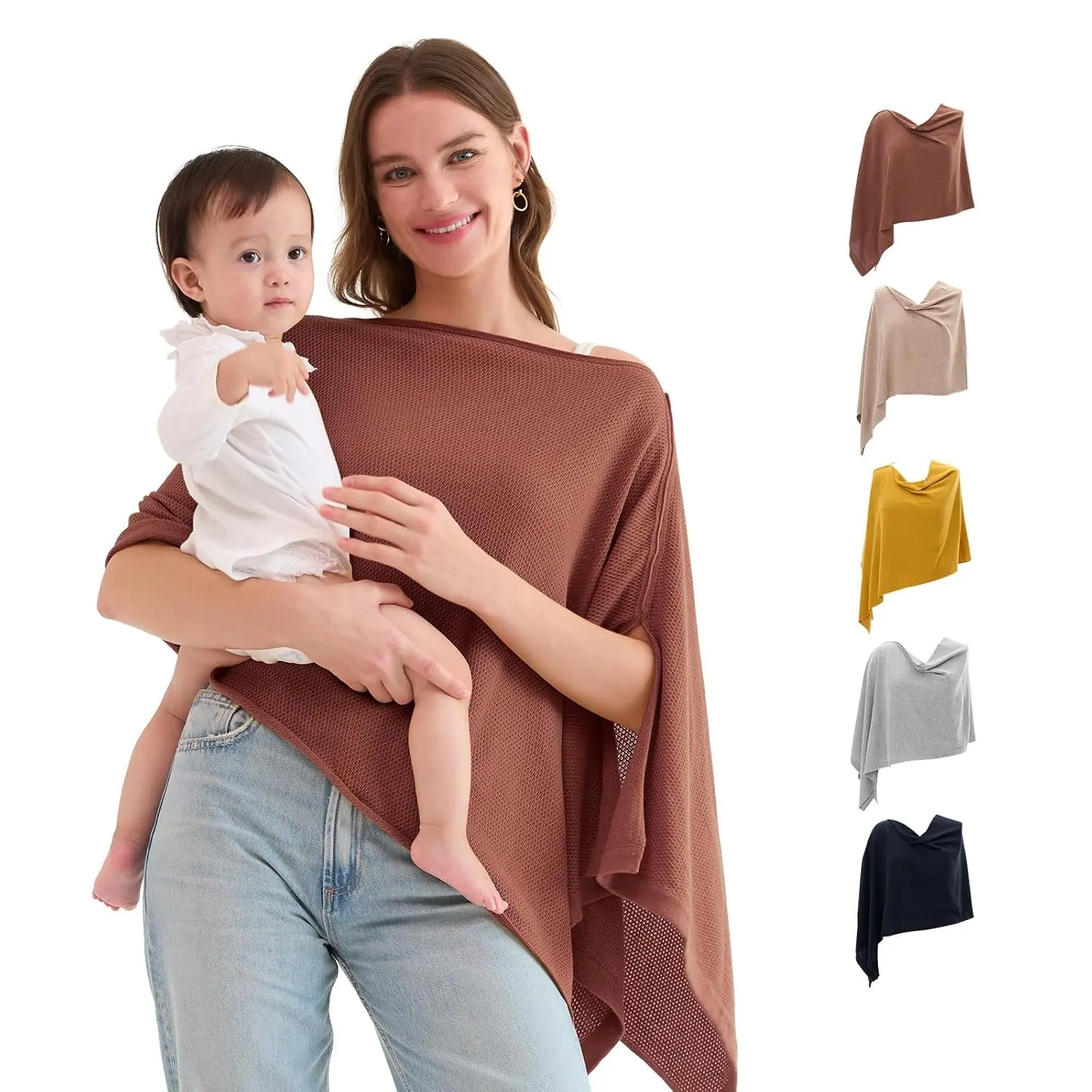 Nursing Cover for Breastfeeding, Soft Privacy Poncho, Multi-Use Nursing Shawl, Portable Breastfeeding Cover for Women with Laundry Bag, Rose Taupe(Gift)