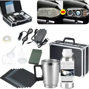 Car Headlight Restoration Kit Auto Headlight Lens Polish Repair Kit Atomizing Cup Headlight Vapor Renovation Tool with 200ml Liquid for Repair of Scratch Yellowed Haze Oxidized Cracked Headlights