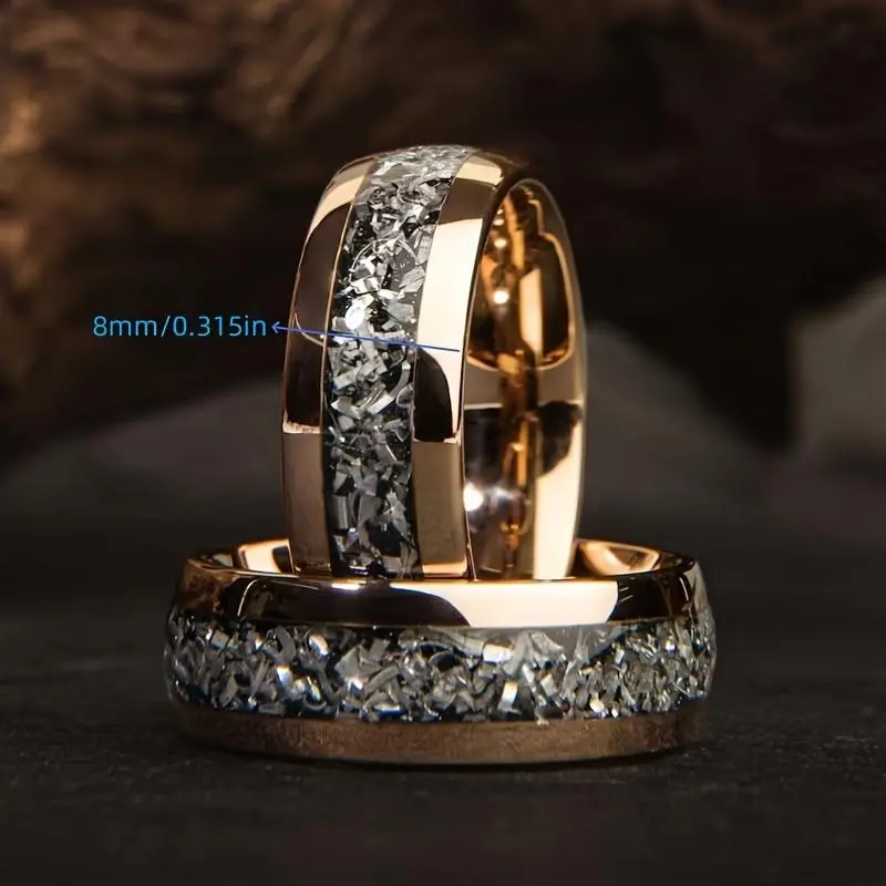 Classic Fashion Domineering Business Style 8MM Stainless Steel Men'S Ring Noble And Elegant Fashion Ice Flower Type Women'S Wide Ring Daily Wear Jewelry Business Party Ring Romantic Proposal Promise Eternal Engagement Wedding Ring Anniversary Valent