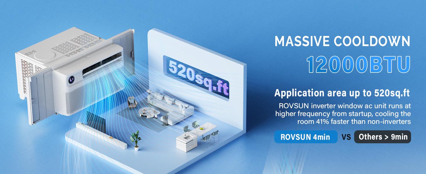 ROVSUN 12000 BTU Inverter Window Air Conditioner with WIFI Function, Energy-Saving Window AC Unit with Remote & App Control, Ultra Quiet Design & Easy Install Kit, 115V/60Hz