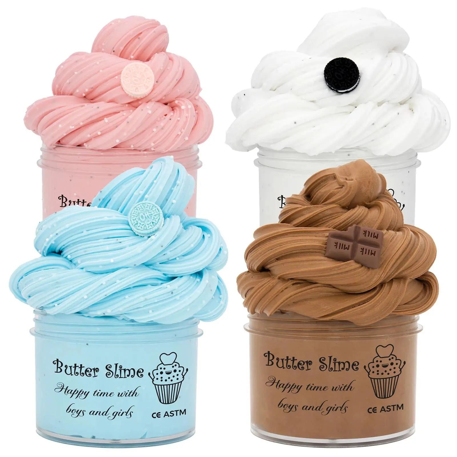 70ml Chocolate Cookies Butter Slime Kit With Scented Slime Soft Fluffy Putty DIY Plasticine Birthday Gift Toys For Party Favors stress ball