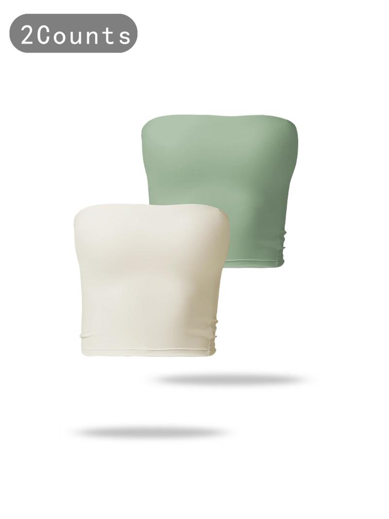 Women's Solid Color Sports Bandeau Bra, Breathable Comfortable Quick Drying Sports Bra, Ladies Sportswear for Indoor Outdoor Wear, Fitness Seamless